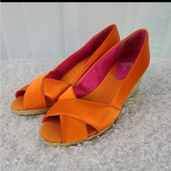 Chaps Wedge Heel Espadrille Orange 7.5 - Picture 1 of 8